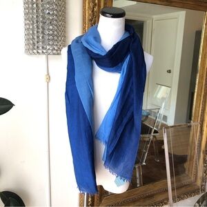 Jonathan Adler Blue 100% Micro Wool Scarf Nwt